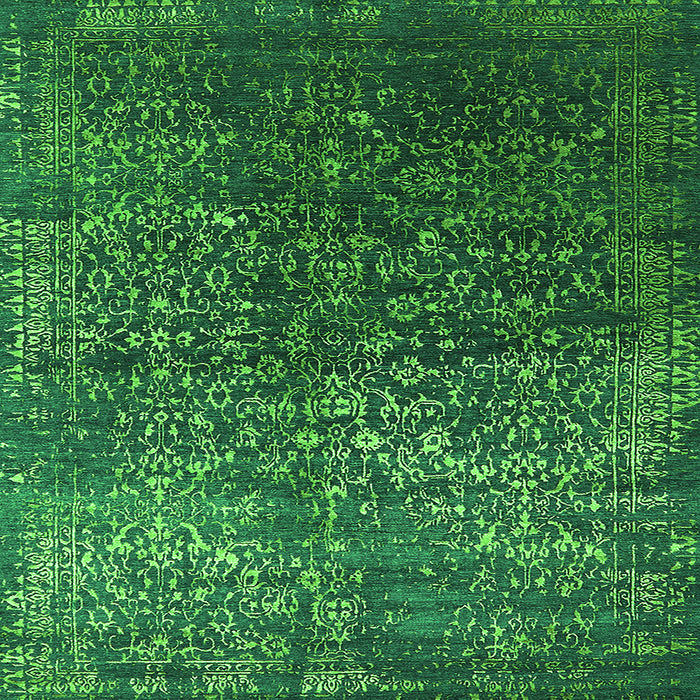 Square Machine Washable Oriental Green Industrial Area Rugs, wshurb2587grn