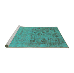 Sideview of Machine Washable Oriental Turquoise Industrial Area Rugs, wshurb2588turq