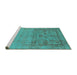 Sideview of Machine Washable Oriental Turquoise Industrial Area Rugs, wshurb2588turq