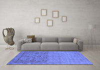 Machine Washable Oriental Blue Industrial Rug, wshurb2588blu