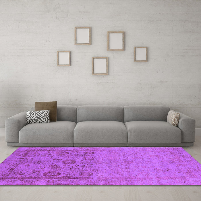 Machine Washable Oriental Purple Industrial Area Rugs in a Living Room, wshurb2588pur