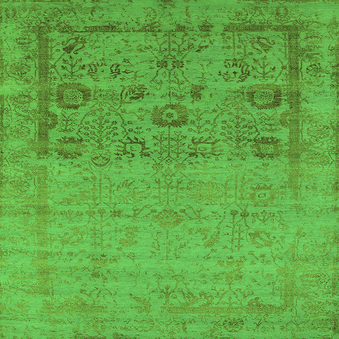 Square Machine Washable Oriental Green Industrial Area Rugs, wshurb2588grn