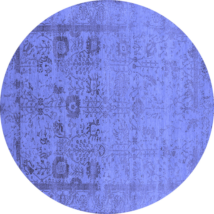 Round Oriental Blue Industrial Rug, urb2588blu