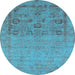 Round Oriental Light Blue Industrial Rug, urb2588lblu