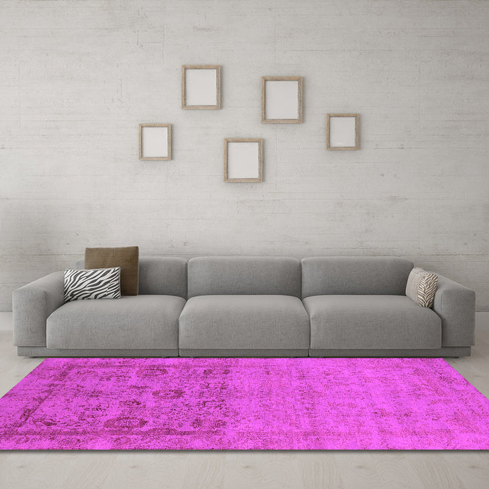 Machine Washable Oriental Pink Industrial Rug in a Living Room, wshurb2588pnk