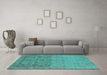 Machine Washable Oriental Turquoise Industrial Area Rugs in a Living Room,, wshurb2588turq