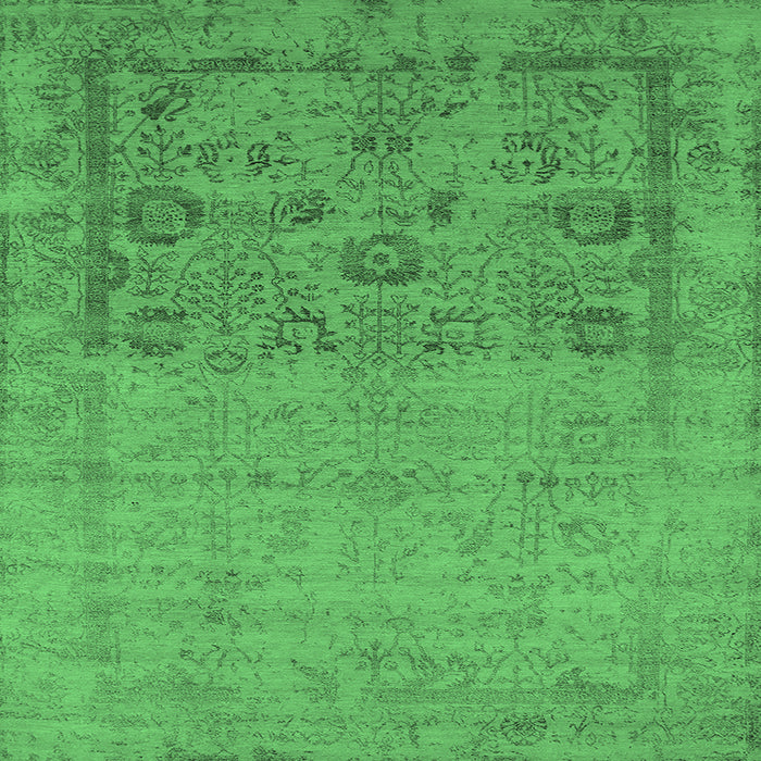 Square Oriental Emerald Green Industrial Rug, urb2588emgrn