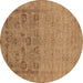 Round Oriental Brown Industrial Rug, urb2588brn