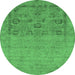 Round Oriental Emerald Green Industrial Rug, urb2588emgrn