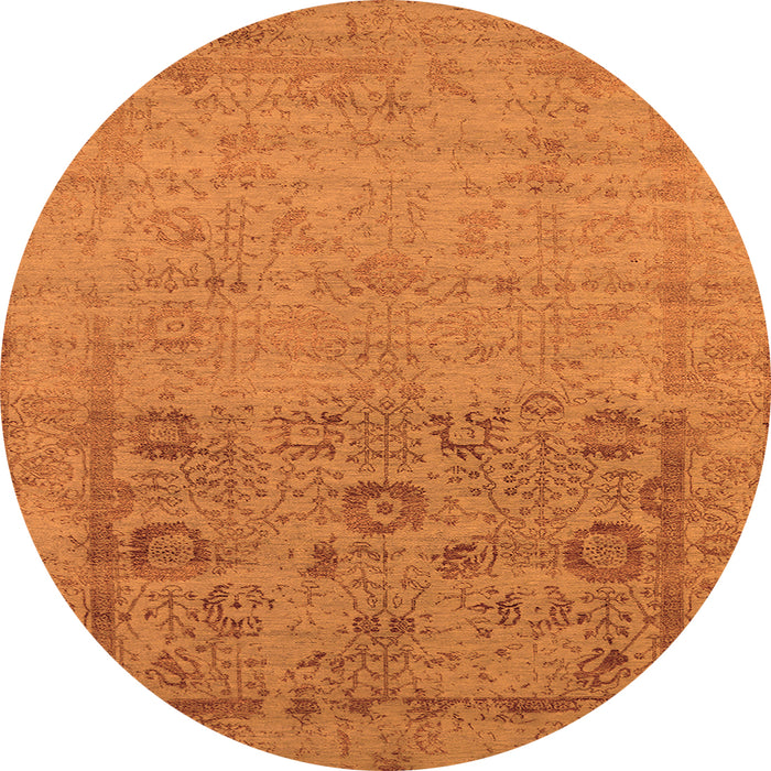 Round Oriental Orange Industrial Rug, urb2588org