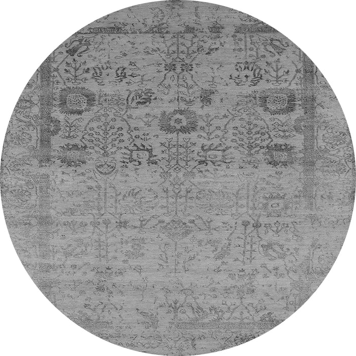 Round Machine Washable Oriental Gray Industrial Rug, wshurb2588gry