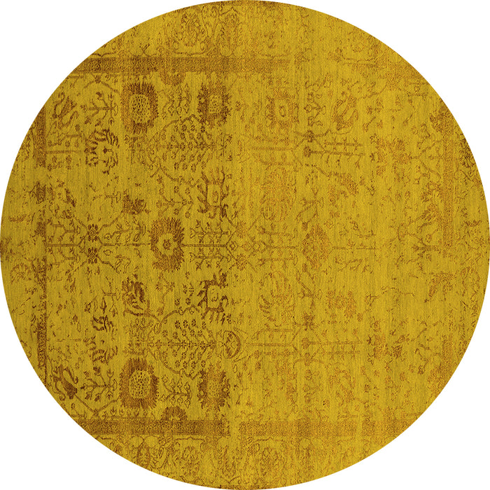 Round Oriental Yellow Industrial Rug, urb2588yw
