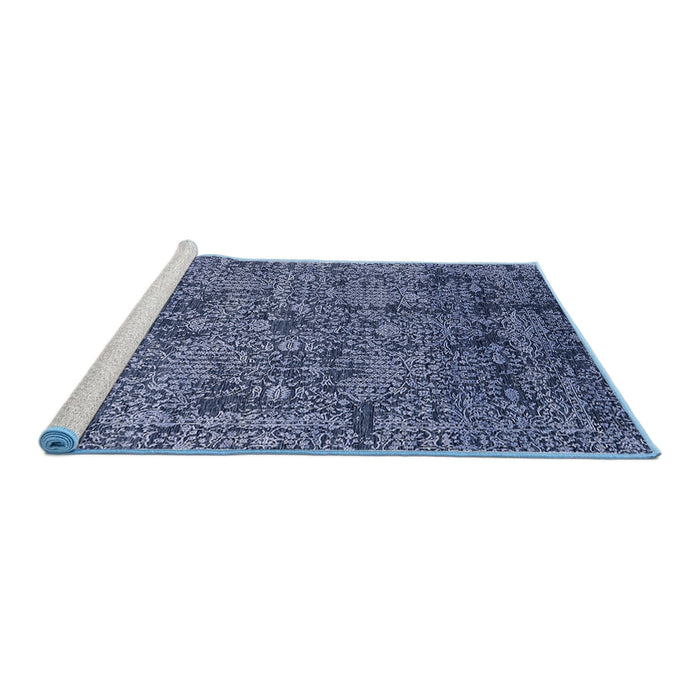 Sideview of Machine Washable Industrial Modern Lapis Blue Rug, wshurb2589