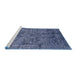 Sideview of Machine Washable Industrial Modern Lapis Blue Rug, wshurb2589