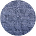 Round Machine Washable Industrial Modern Lapis Blue Rug, wshurb2589