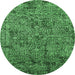 Round Oriental Emerald Green Industrial Rug, urb2589emgrn