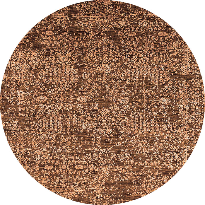 Round Oriental Orange Industrial Rug, urb2589org