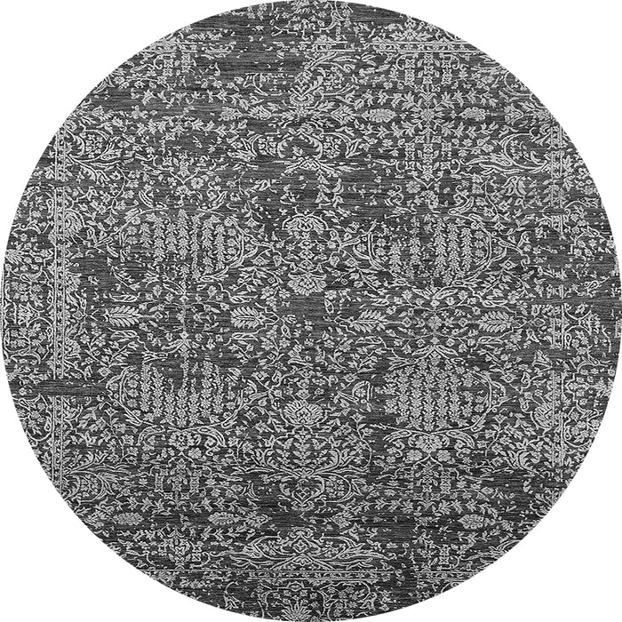 Round Oriental Gray Industrial Rug, urb2589gry
