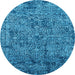 Round Oriental Light Blue Industrial Rug, urb2589lblu