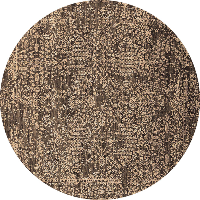 Round Oriental Brown Industrial Rug, urb2589brn