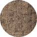 Round Oriental Brown Industrial Rug, urb2589brn