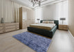 Machine Washable Industrial Modern Lapis Blue Rug in a Bedroom, wshurb2589