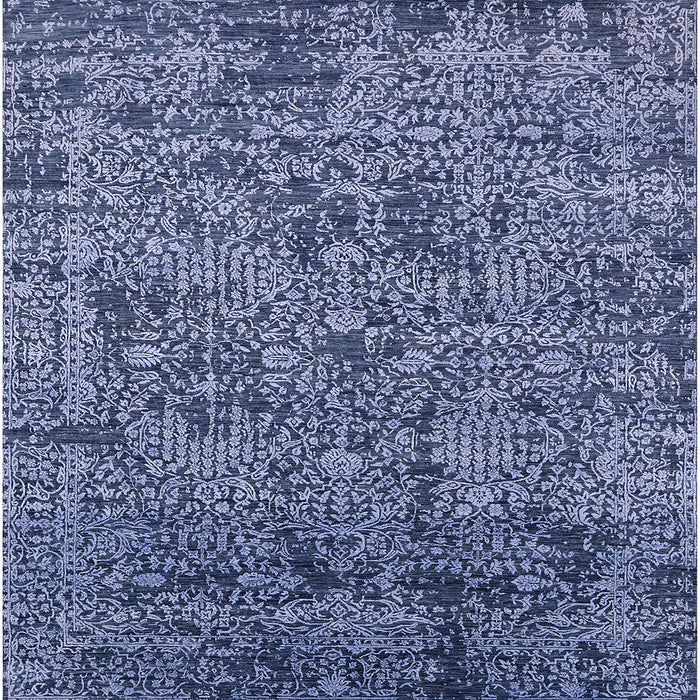 Square Machine Washable Industrial Modern Lapis Blue Rug, wshurb2589