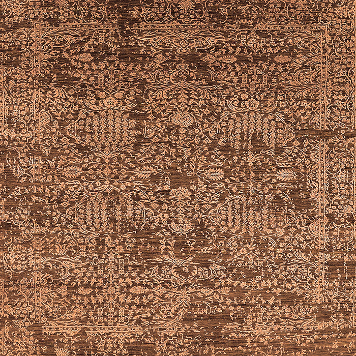 Square Machine Washable Oriental Orange Industrial Area Rugs, wshurb2589org