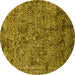 Round Oriental Yellow Industrial Rug, urb2589yw