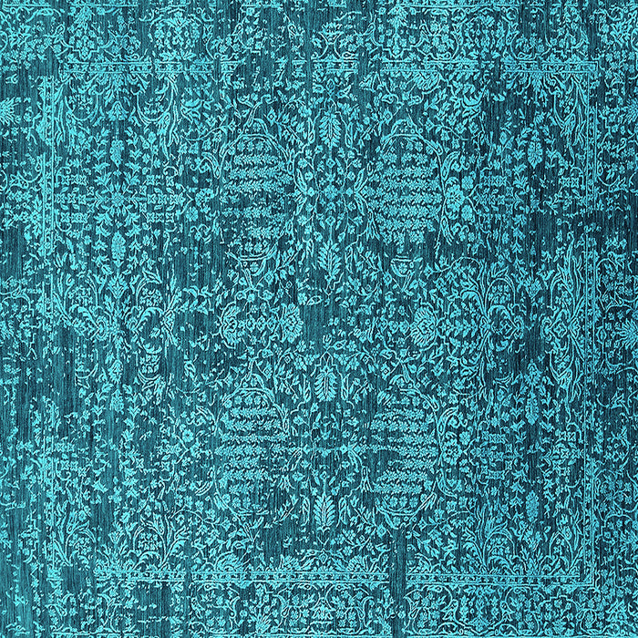 Square Machine Washable Oriental Turquoise Industrial Area Rugs, wshurb2589turq