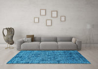 Machine Washable Oriental Light Blue Industrial Rug, wshurb2589lblu