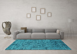 Machine Washable Oriental Turquoise Industrial Area Rugs in a Living Room,, wshurb2589turq