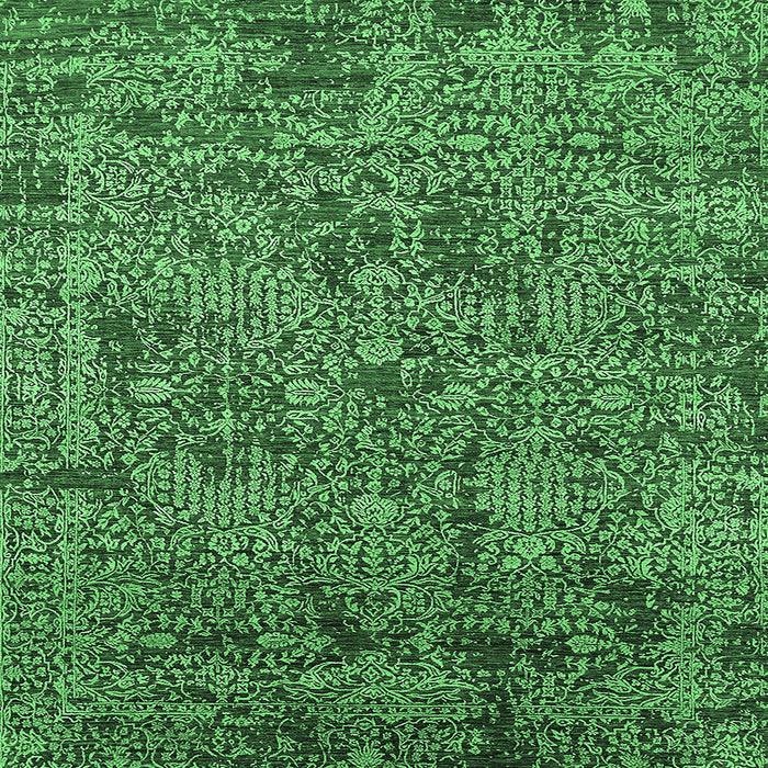 Square Oriental Emerald Green Industrial Rug, urb2589emgrn
