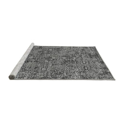 Sideview of Machine Washable Oriental Gray Industrial Rug, wshurb2589gry