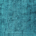 Square Oriental Turquoise Industrial Rug, urb2589turq