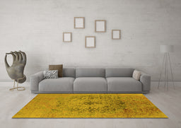 Machine Washable Oriental Yellow Industrial Rug in a Living Room, wshurb2590yw