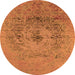 Round Machine Washable Oriental Orange Industrial Area Rugs, wshurb2590org