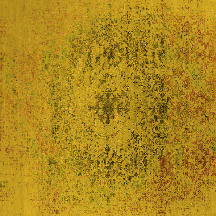 Square Machine Washable Oriental Yellow Industrial Rug, wshurb2590yw