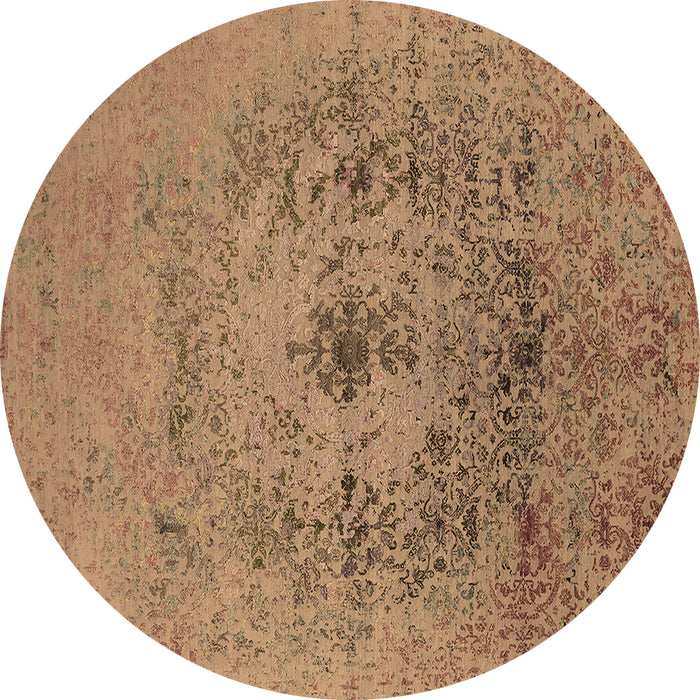 Round Oriental Brown Industrial Rug, urb2590brn