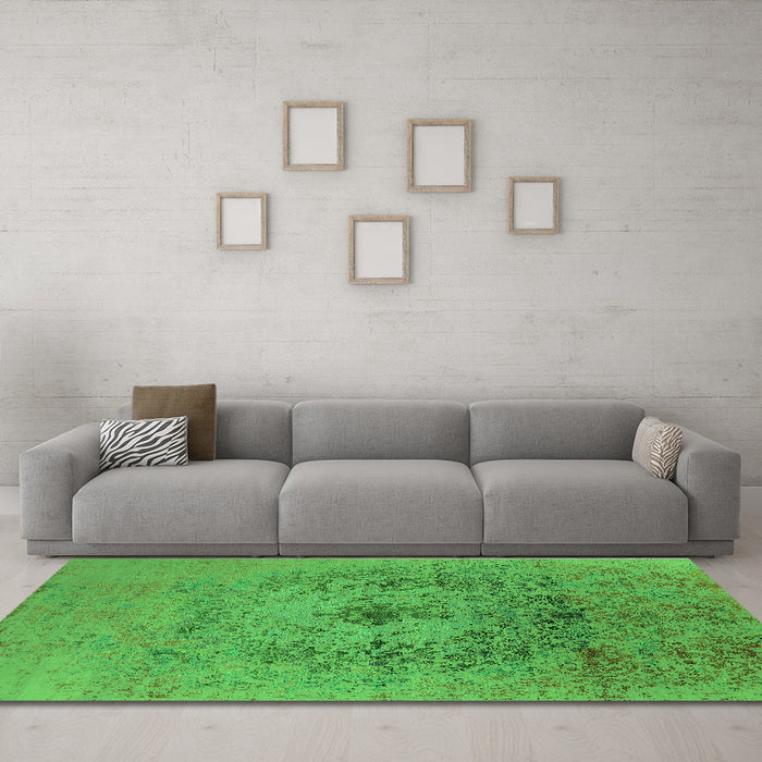 Machine Washable Oriental Green Industrial Area Rugs in a Living Room,, wshurb2590grn