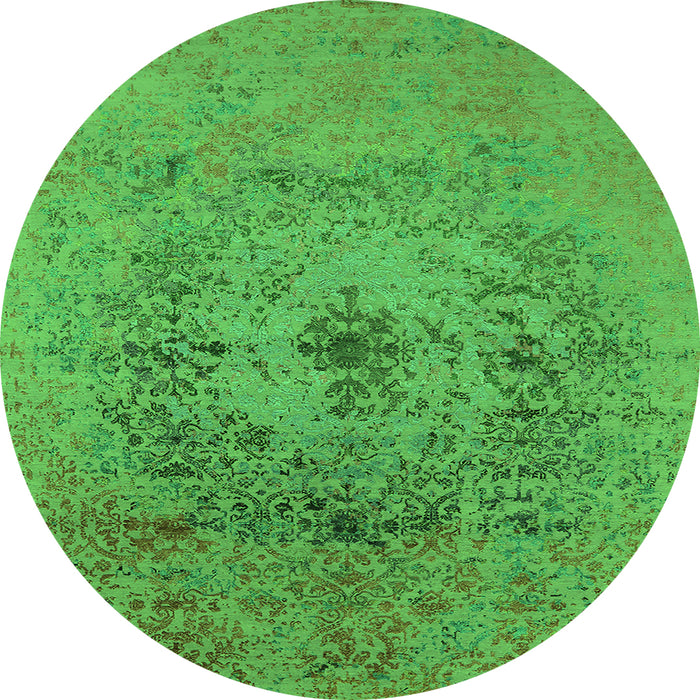Round Oriental Green Industrial Rug, urb2590grn