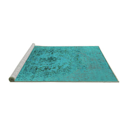 Sideview of Machine Washable Oriental Turquoise Industrial Area Rugs, wshurb2590turq
