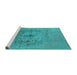 Sideview of Machine Washable Oriental Turquoise Industrial Area Rugs, wshurb2590turq