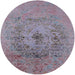 Round Mid-Century Modern Mauve Taupe Purple Oriental Rug, urb2590