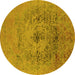 Round Oriental Yellow Industrial Rug, urb2590yw