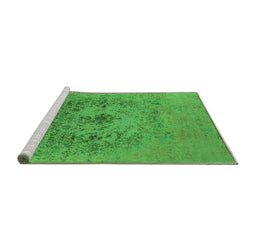 Sideview of Machine Washable Oriental Green Industrial Area Rugs, wshurb2590grn