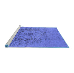 Sideview of Machine Washable Oriental Blue Industrial Rug, wshurb2590blu