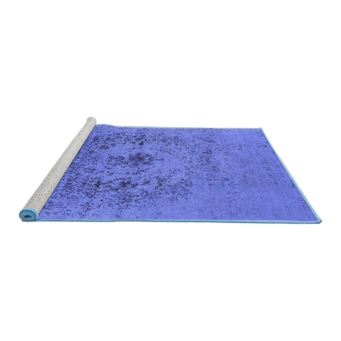 Sideview of Machine Washable Oriental Blue Industrial Rug, wshurb2590blu