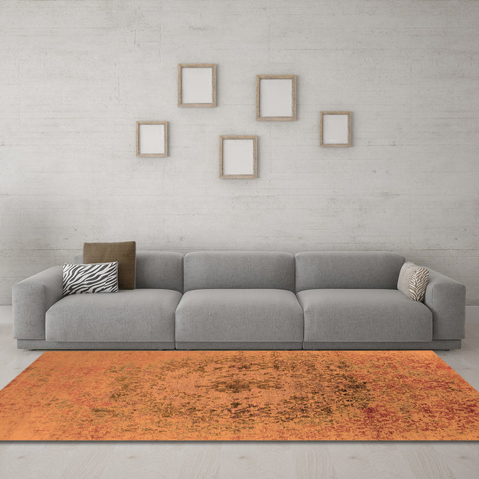 Machine Washable Oriental Orange Industrial Area Rugs in a Living Room, wshurb2590org