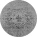 Round Machine Washable Oriental Gray Industrial Rug, wshurb2590gry